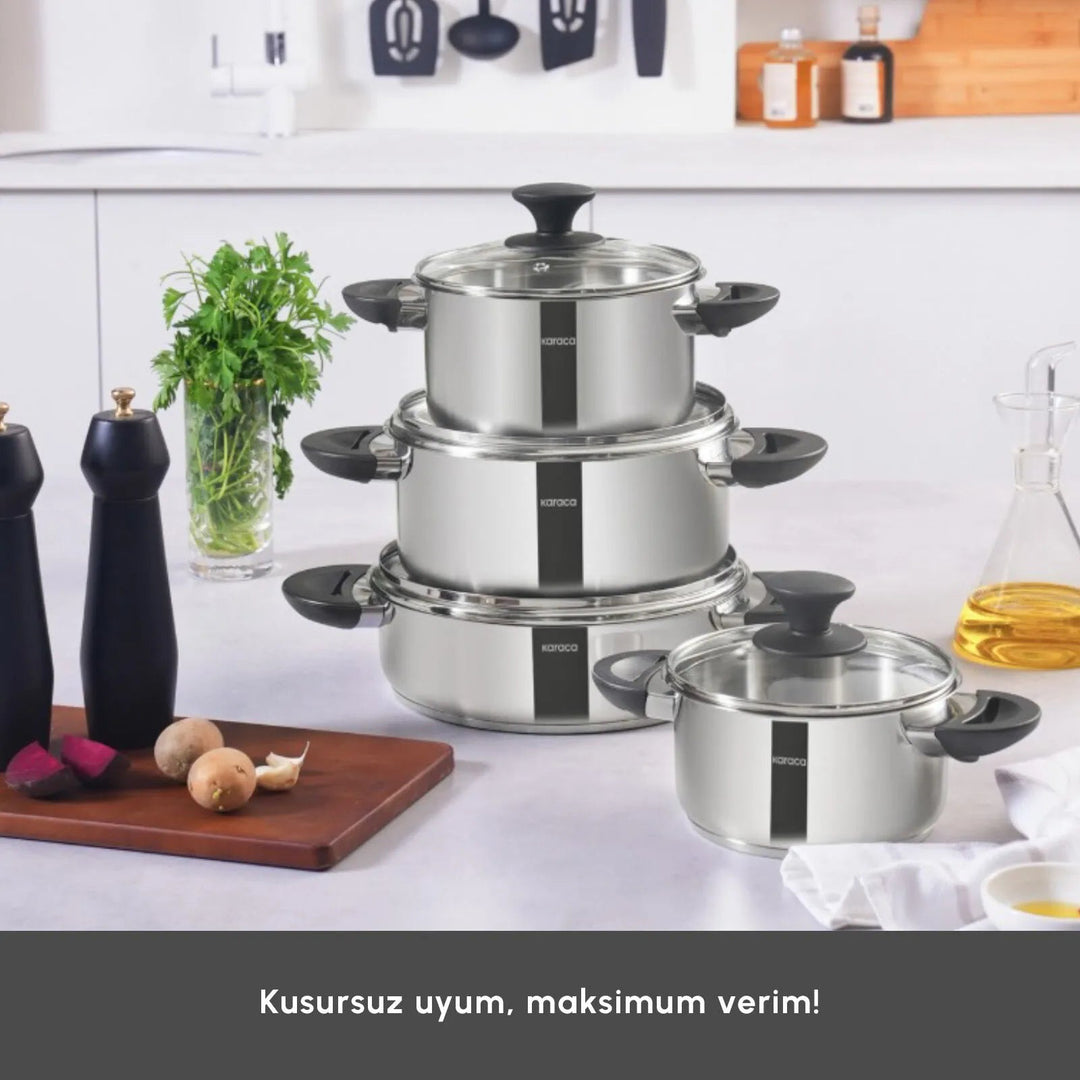 Karaca Buca Grydesæt i Rustfrit Stål – 8 dele - Løven Home