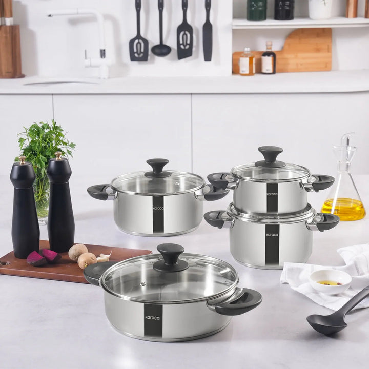 Karaca Buca Grydesæt i Rustfrit Stål – 8 dele - Løven Home