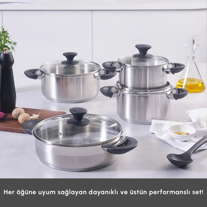 Karaca Buca Grydesæt i Rustfrit Stål – 8 dele - Løven Home