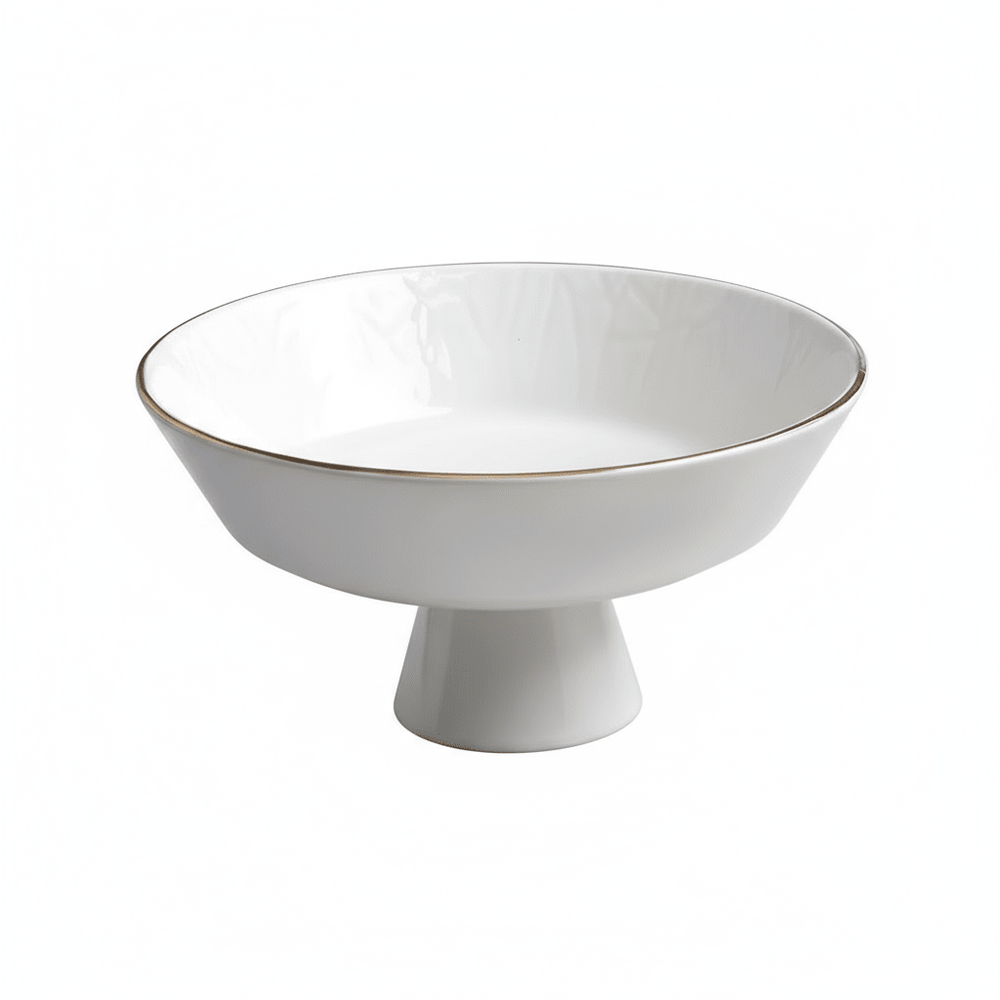 Karaca Calvin Porcelæn Serveringsskål På Fod | Hvid/Guld | 20 cm - Løven Home