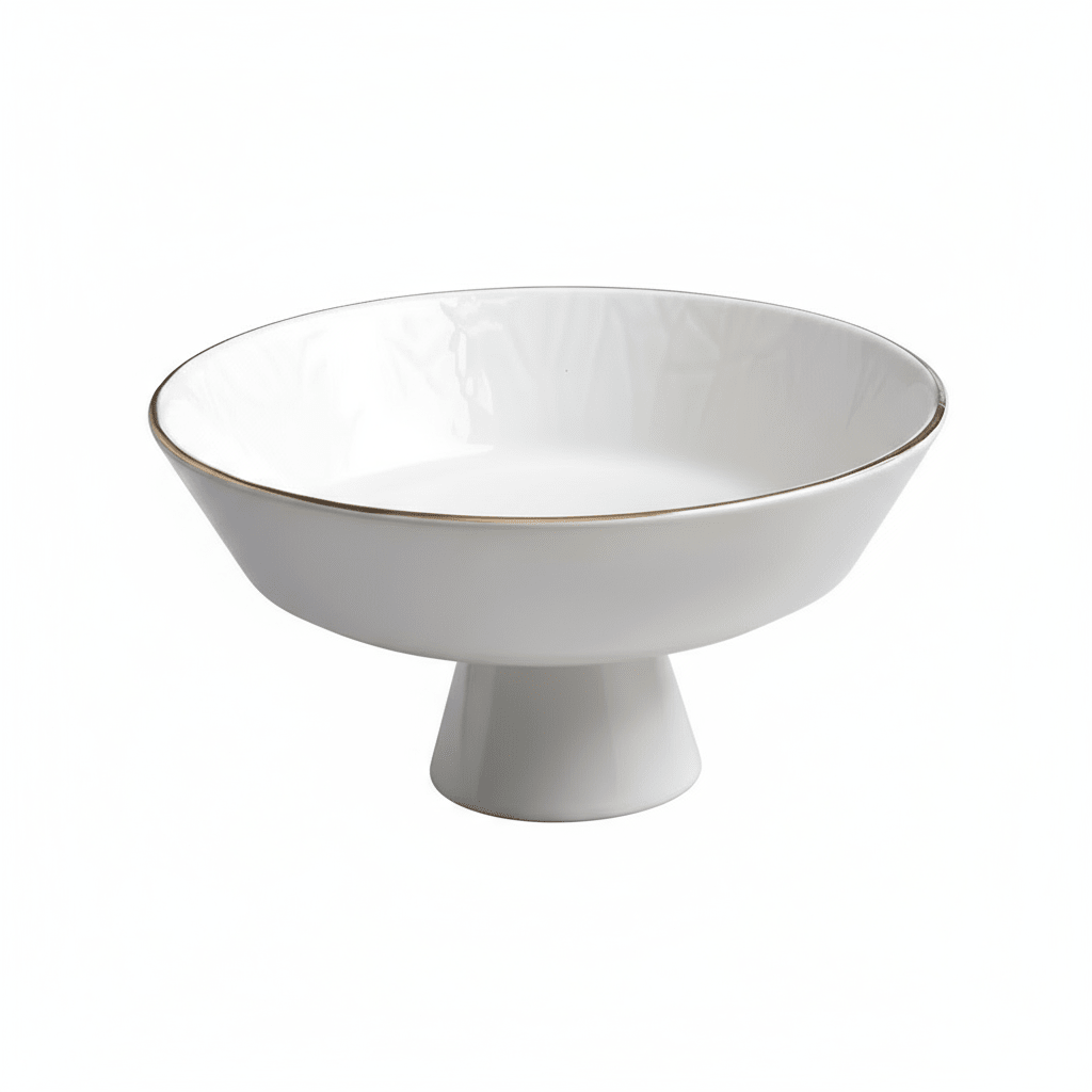 Karaca Calvin Porcelæn Serveringsskål På Fod | Hvid/Guld | 20 cm - Løven Home