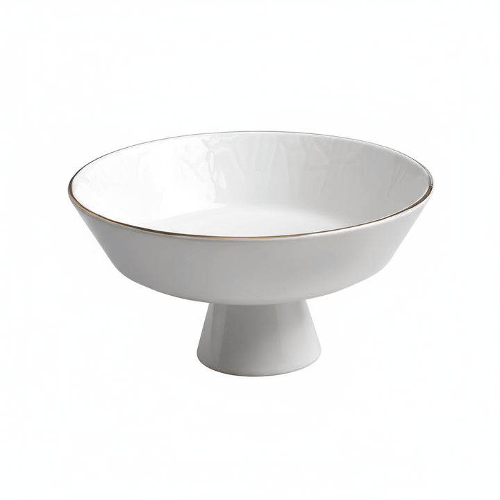 Karaca Calvin Porcelæn Serveringsskål På Fod | Hvid/Guld | 20 cm - Løven Home