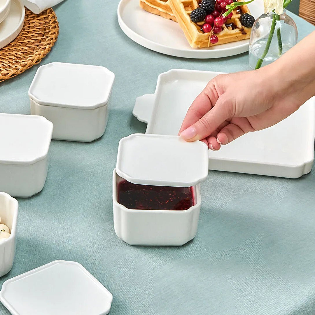 Karaca Carmen Porcelæn Skålesæt m/Bakke | 4 skåle - Løven Home