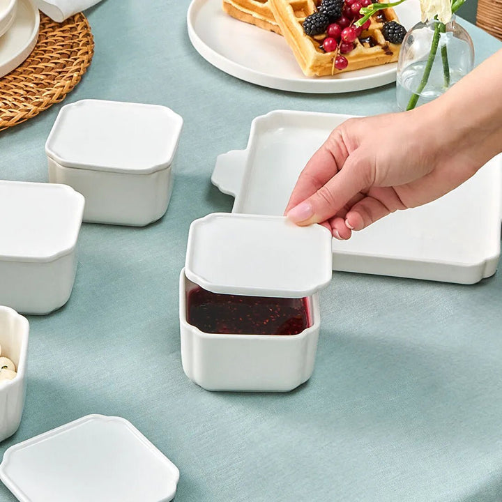 Karaca Carmen Porcelæn Skålesæt m/Bakke | 4 skåle - Løven Home