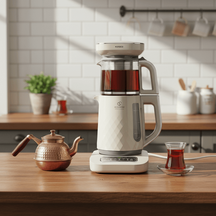 Karaca Çaysever Robotea Pro Quartz 4 - i - 1 talende te - og kaffemaskine – Creamy - Løven Home