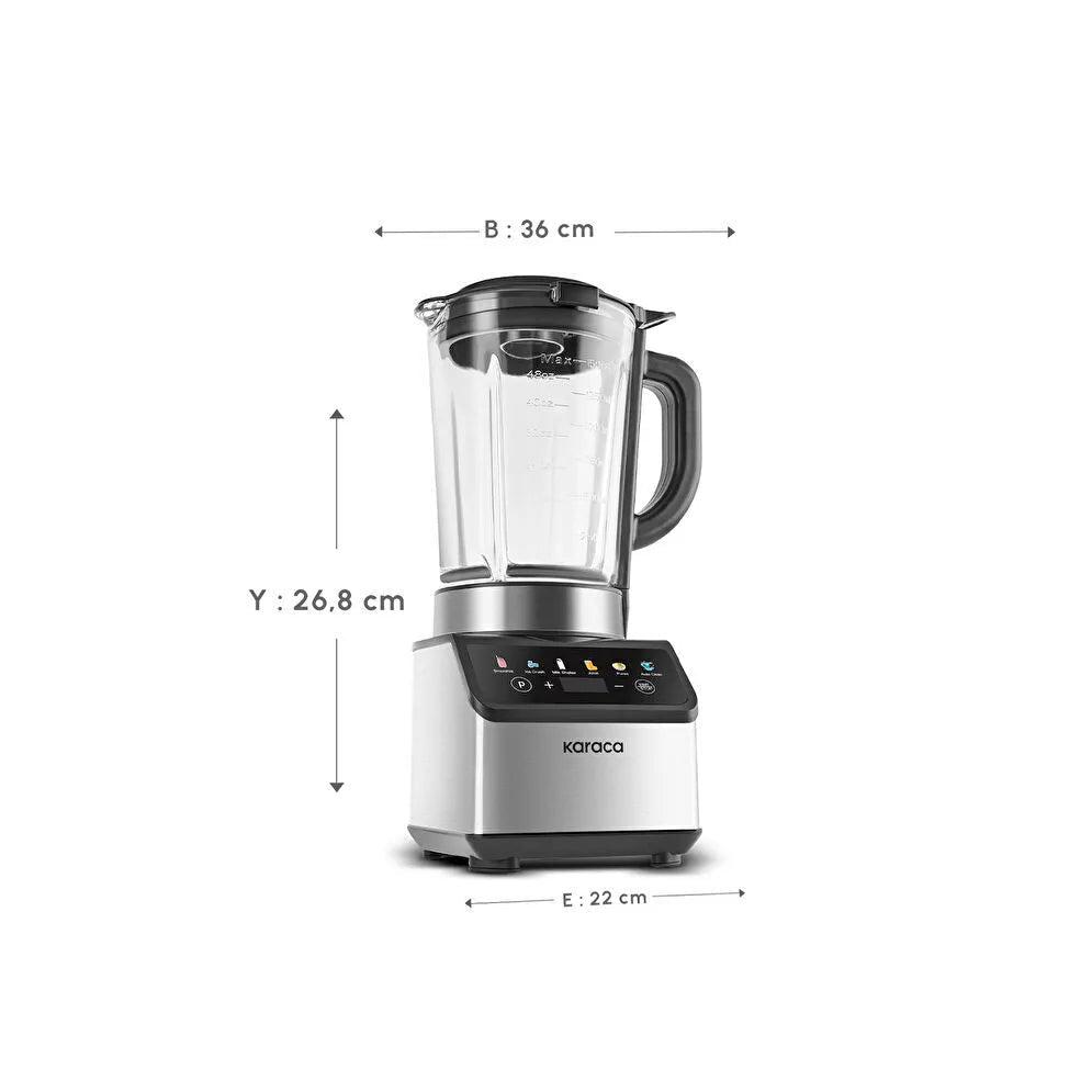 Karaca Color Touch Screen Smoothie Blender 1,5 L – 1200W - Sølv - Løven Home