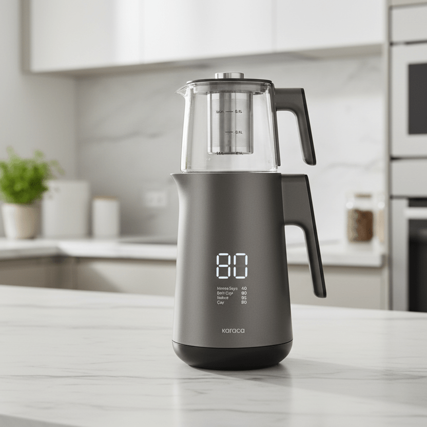 Karaca Cool Touch 1502 El - temaskine – Dobbeltvægget & Digital (Grå) - Løven Home