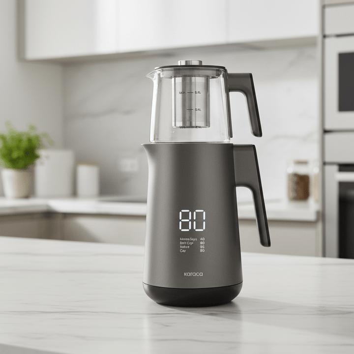 Karaca Cool Touch 1502 El - temaskine – Dobbeltvægget &amp; Digital (Grå) - Løven Home