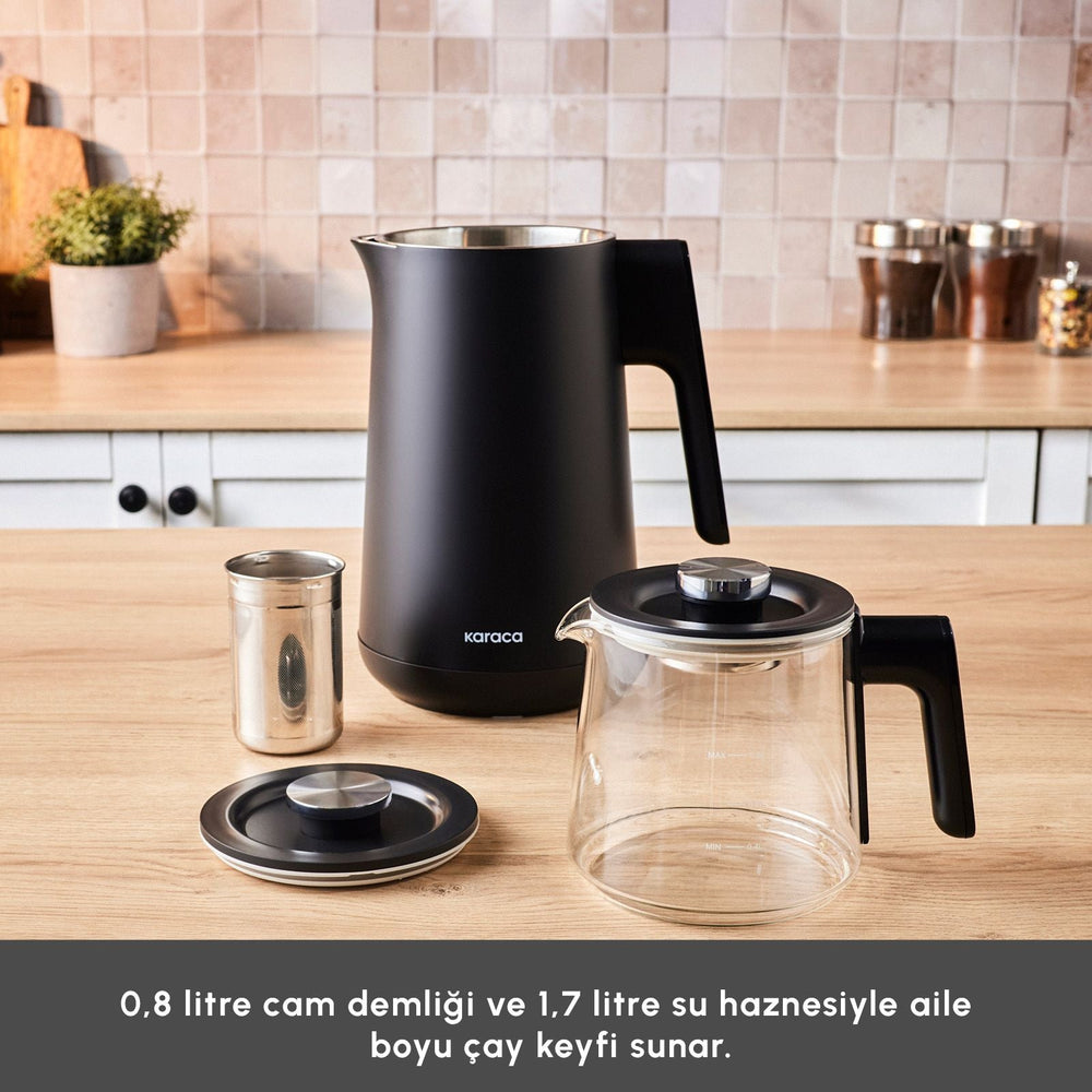 Karaca Cool Touch - 1502 Elektrisk digital temaskine – 2,5 liter | 1500W | Sort - Løven Home
