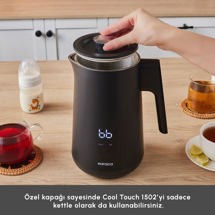 Karaca Cool Touch - 1502 Elektrisk digital temaskine – 2,5 liter | 1500W | Sort - Løven Home