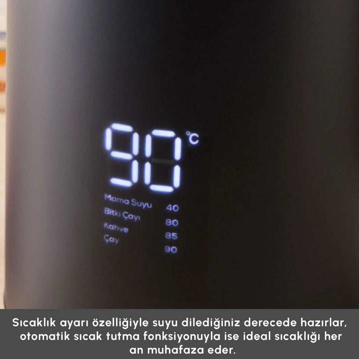 Karaca Cool Touch - 1502 Elektrisk digital temaskine – 2,5 liter | 1500W | Sort - Løven Home