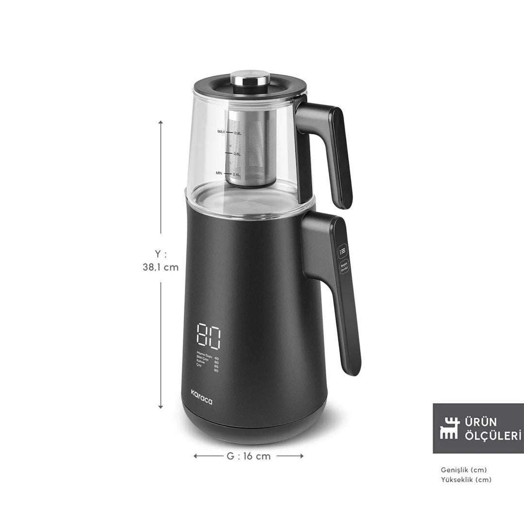 Karaca Cool Touch - 1502 Elektrisk digital temaskine – 2,5 liter | 1500W | Sort - Løven Home