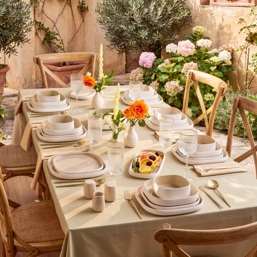 Karaca Earth Collection Cupid Beige Spisestel – 55 Dele til 12 Personer - Løven Home