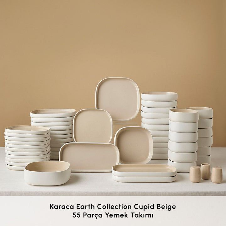 Karaca Earth Collection Cupid Beige Spisestel – 55 Dele til 12 Personer - Løven Home