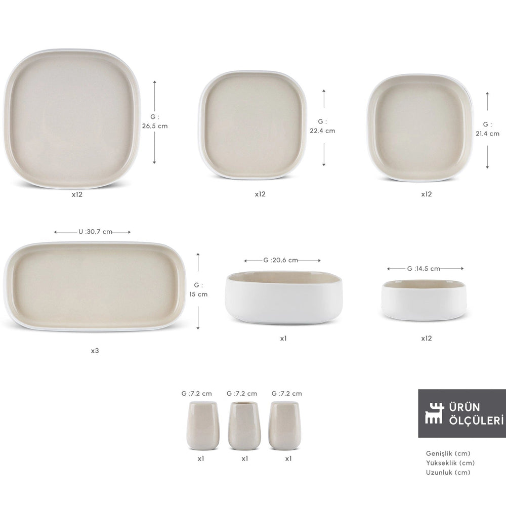 Karaca Earth Collection Cupid Beige Spisestel – 55 Dele til 12 Personer - Løven Home