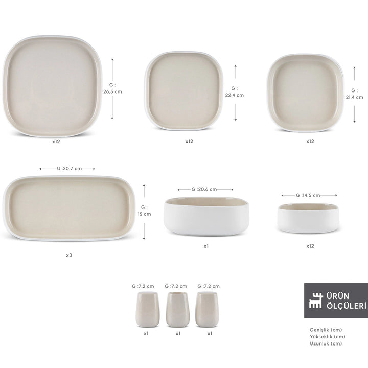 Karaca Earth Collection Cupid Beige Spisestel – 55 Dele til 12 Personer - Løven Home