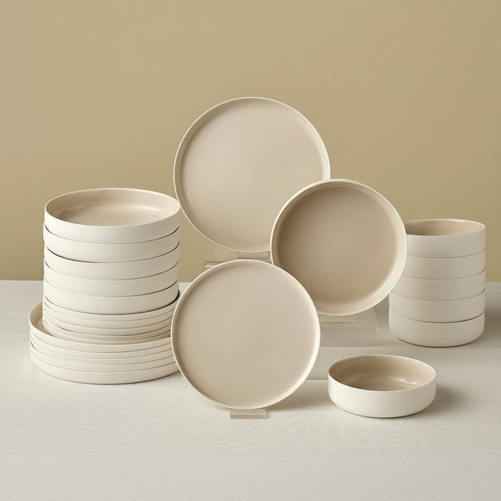 Karaca Earth Collection Finesse - Porcelæn Tallerkensæt - 24 dele | 6 pers. |Beige - Løven Home