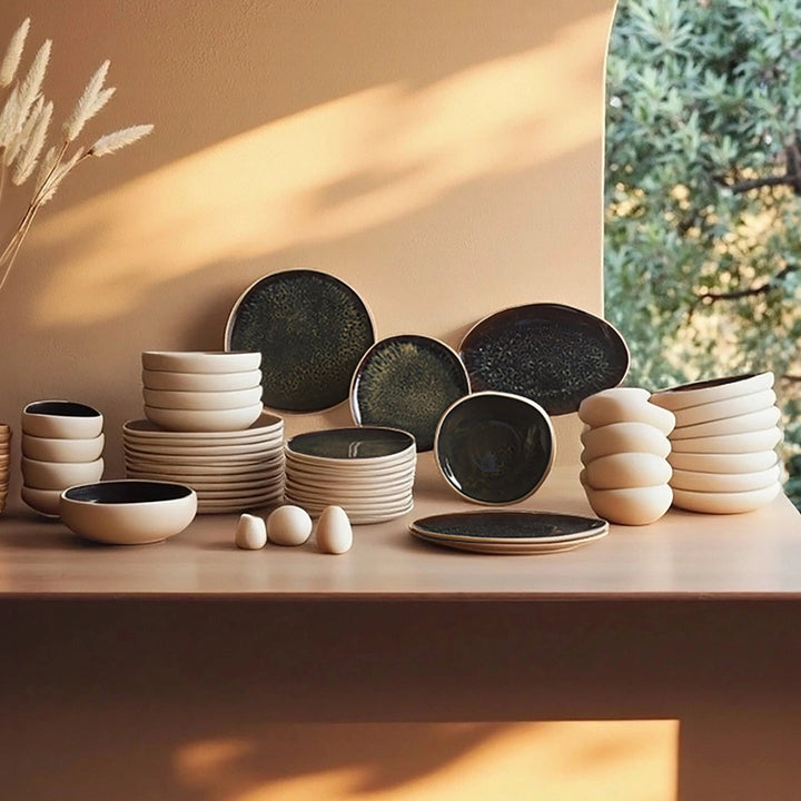 Karaca Earth Collection Galactic 55 Dele – 12 Personers Spisesæt, Hvid - Løven Home