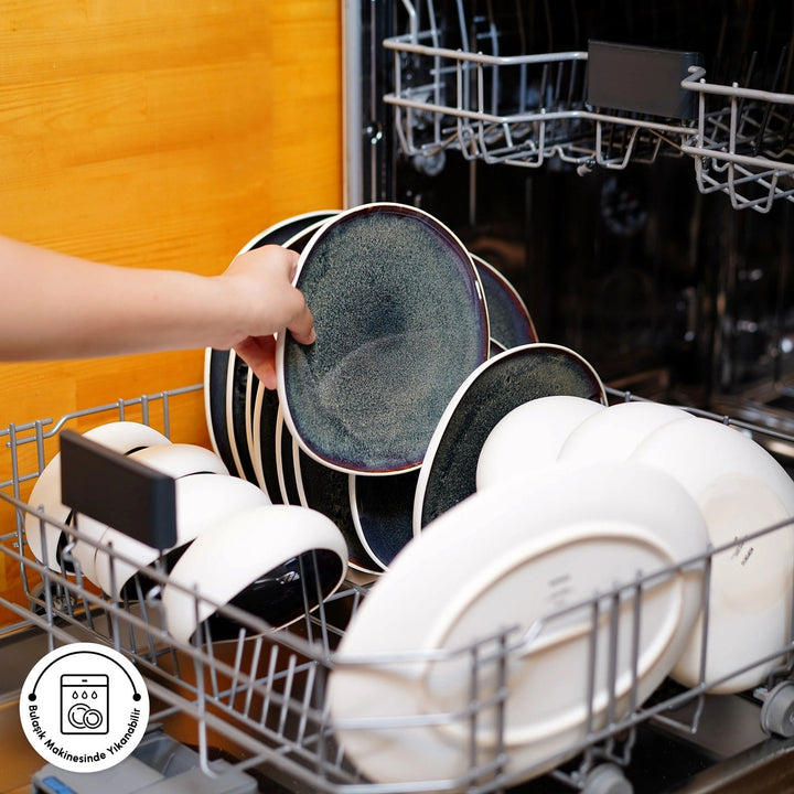 Karaca Earth Collection Galactic 55 Dele – 12 Personers Spisesæt, Hvid - Løven Home