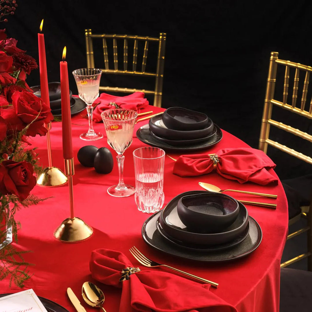 Karaca Earth Collection New Galactic Reactive Glaze – 55 dele Middagsservice til 12 personer, Sort - Løven Home