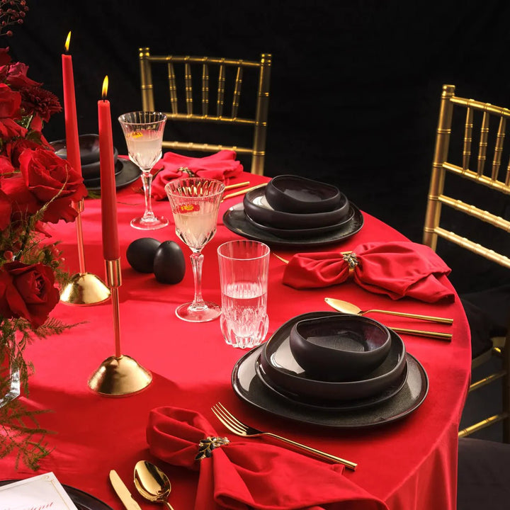 Karaca Earth Collection New Galactic Reactive Glaze – 55 dele Middagsservice til 12 personer, Sort - Løven Home