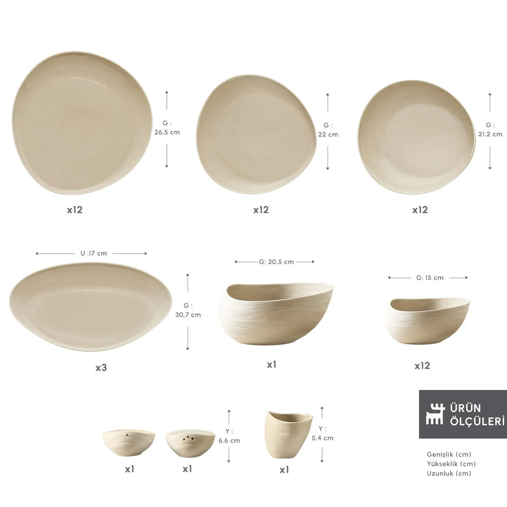 Karaca Earth Collection Rise – 55 dele Middagsservice til 12 personer - Løven Home