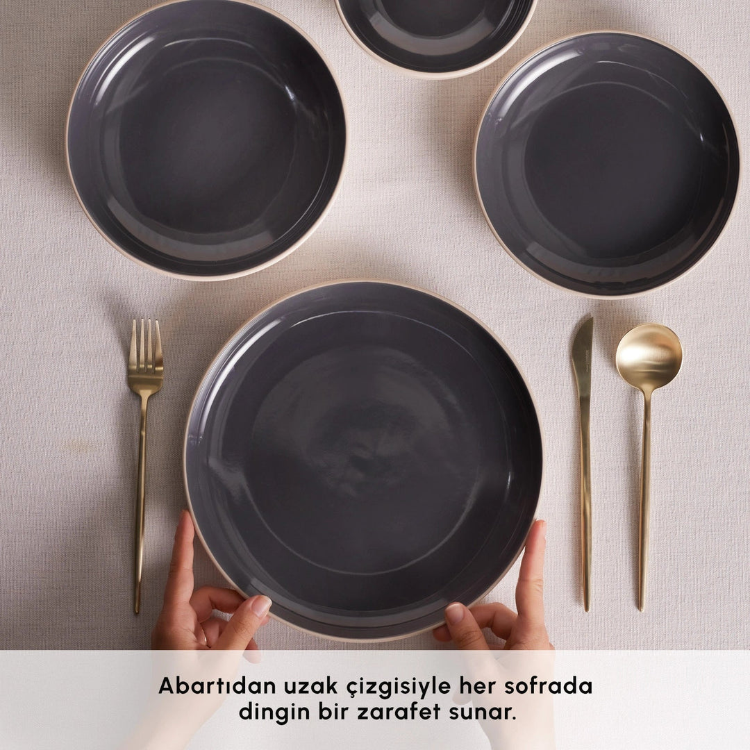 Karaca Earth Collection Terra 36 Dele – Spisesæt til 8 Personer, Antracit - Løven Home