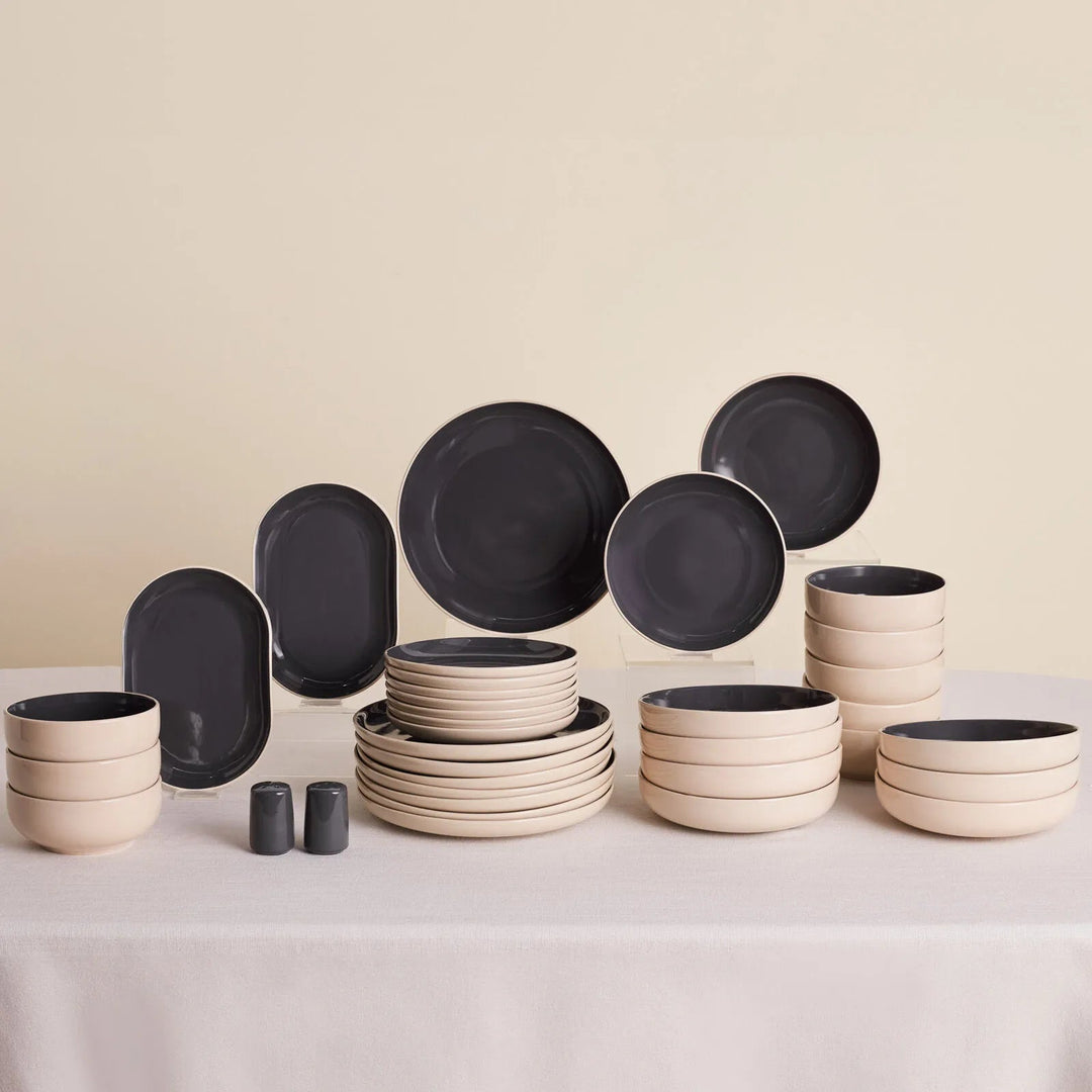 Karaca Earth Collection Terra 36 Dele – Spisesæt til 8 Personer, Antracit - Løven Home