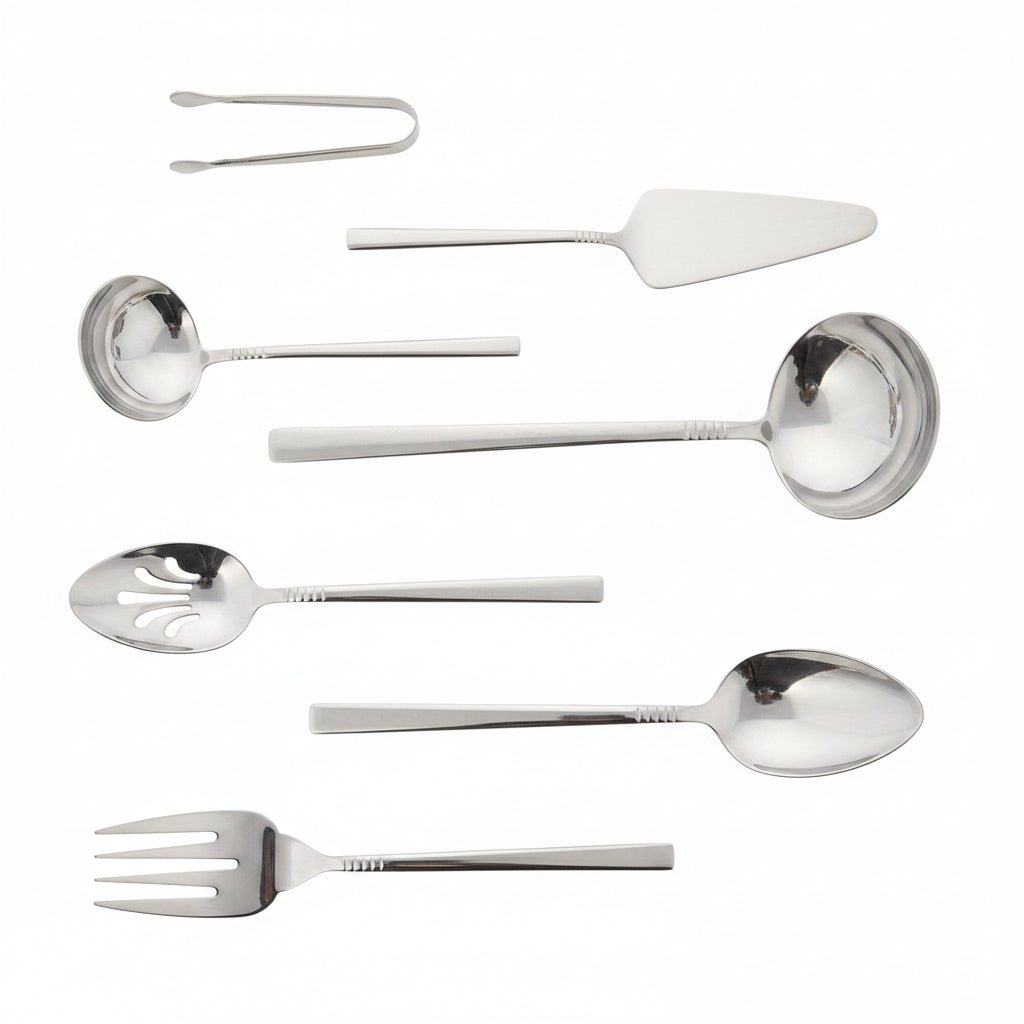 Karaca Elegance - Serveringsbestik - 7 dele | Rustfrit stål | Krom - Løven Home
