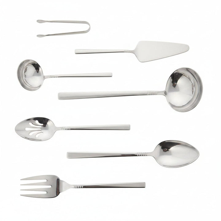 Karaca Elegance - Serveringsbestik - 7 dele | Rustfrit stål | Krom - Løven Home