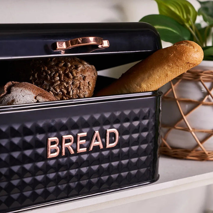 Karaca Elmas XL Brødkasse Sæt – Sort Diamant - design inkl. 3 Opbevaringskrukker - Løven Home