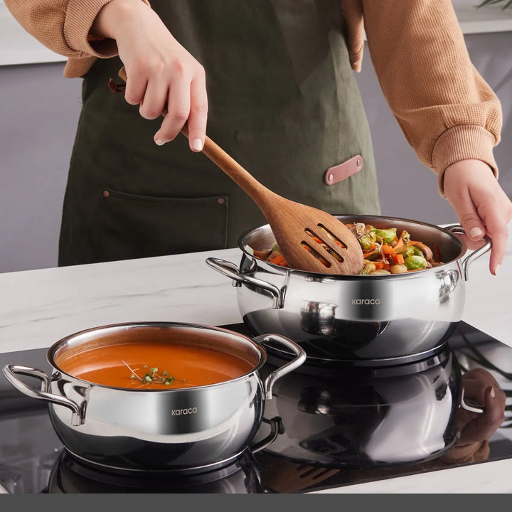 Karaca Emirgan XL Induktion 10 - delt Stålgryde­sæt m/Opbevaringsboks - Løven Home