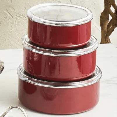 Karaca Erva 14 dele Emaljeret Grydesæt med Induktionsbund 28 - 24 - 18 cm – Bordeaux - Løven Home