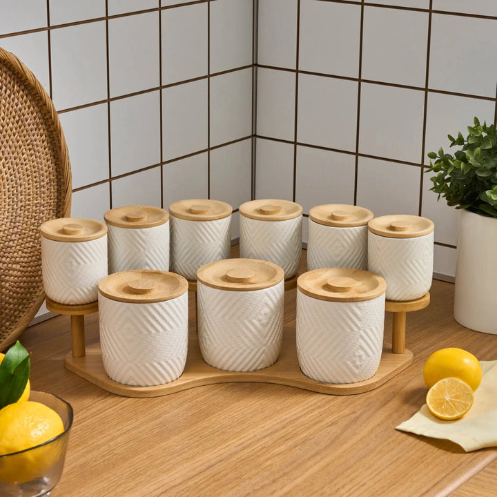 Karaca Estoda Krydderisæt m/Stativ – 19 dele - Porcelæn/Bambus - Løven Home