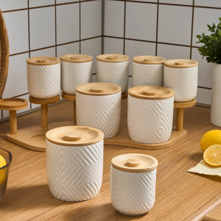 Karaca Estoda Krydderisæt m/Stativ – 19 dele - Porcelæn/Bambus - Løven Home