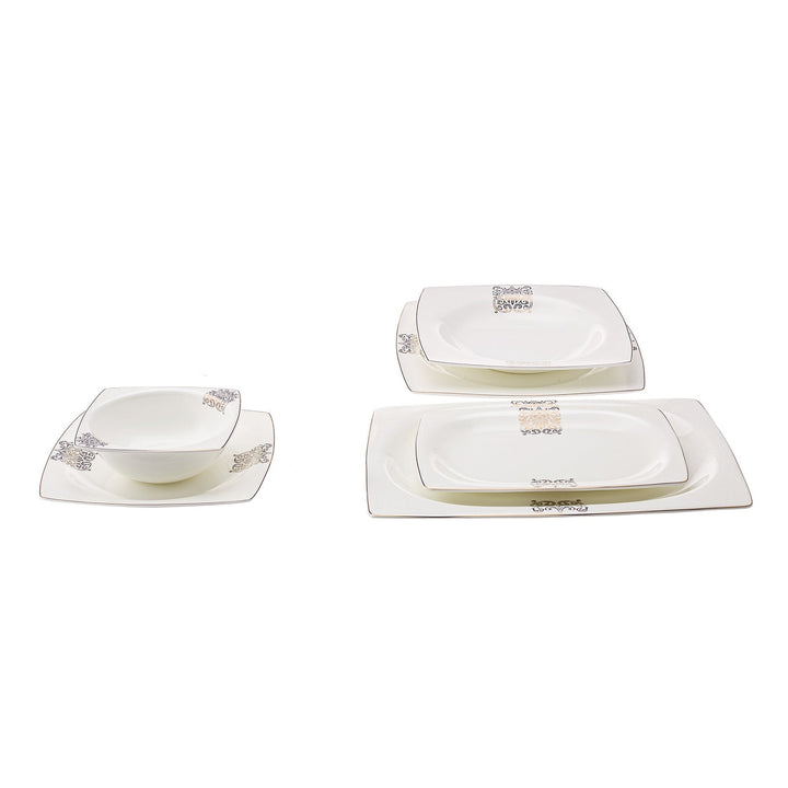 Karaca Fine Bone New Lotus Gold Spisestel til 4 Personer 17 Dele - Løven Home
