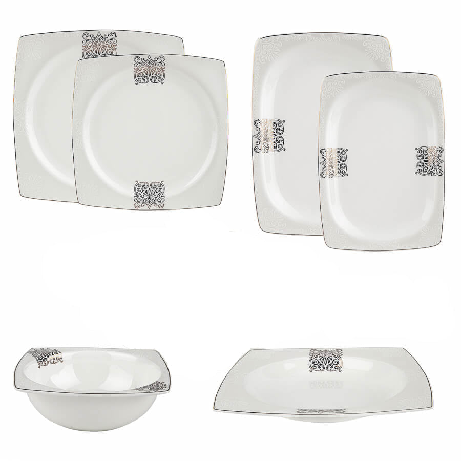 Karaca Fine Bone New Lotus Gold Spisestel til 4 Personer 17 Dele - Løven Home