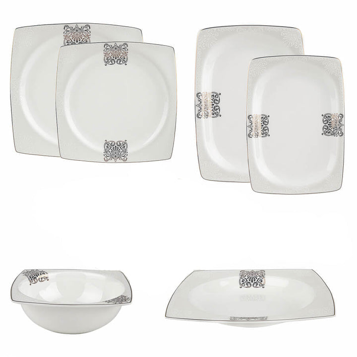 Karaca Fine Bone New Lotus Gold Spisestel til 4 Personer 17 Dele - Løven Home