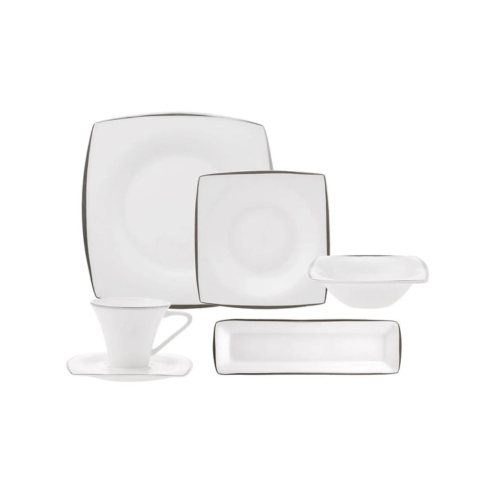 Karaca Fine Pearl Agate – 26 dele Morgenmads - og Serveringssæt til 6 personer, Platin - Løven Home