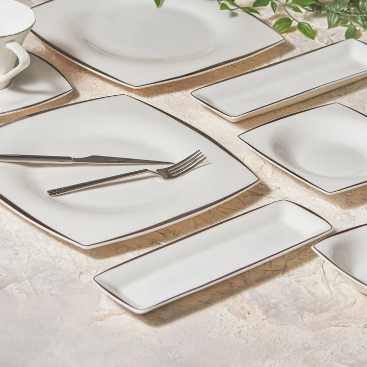 Karaca Fine Pearl Agate – 26 dele Morgenmads - og Serveringssæt til 6 personer, Platin - Løven Home