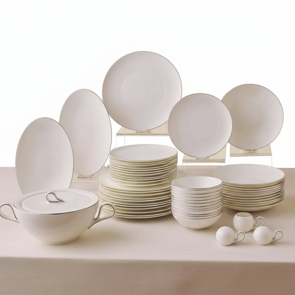 Karaca Fine Pearl Extra Chanak Middagssæt | 55 dele | 12 personer | Sølv - Løven Home