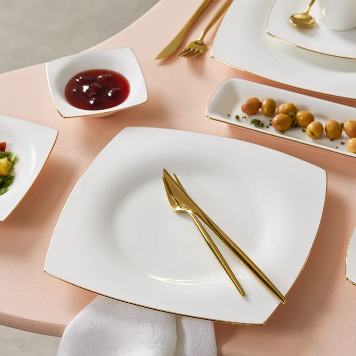 Karaca Fine Pearl Ragusa 26 - delt Morgenmadssæt til 6 personer Guld - Løven Home