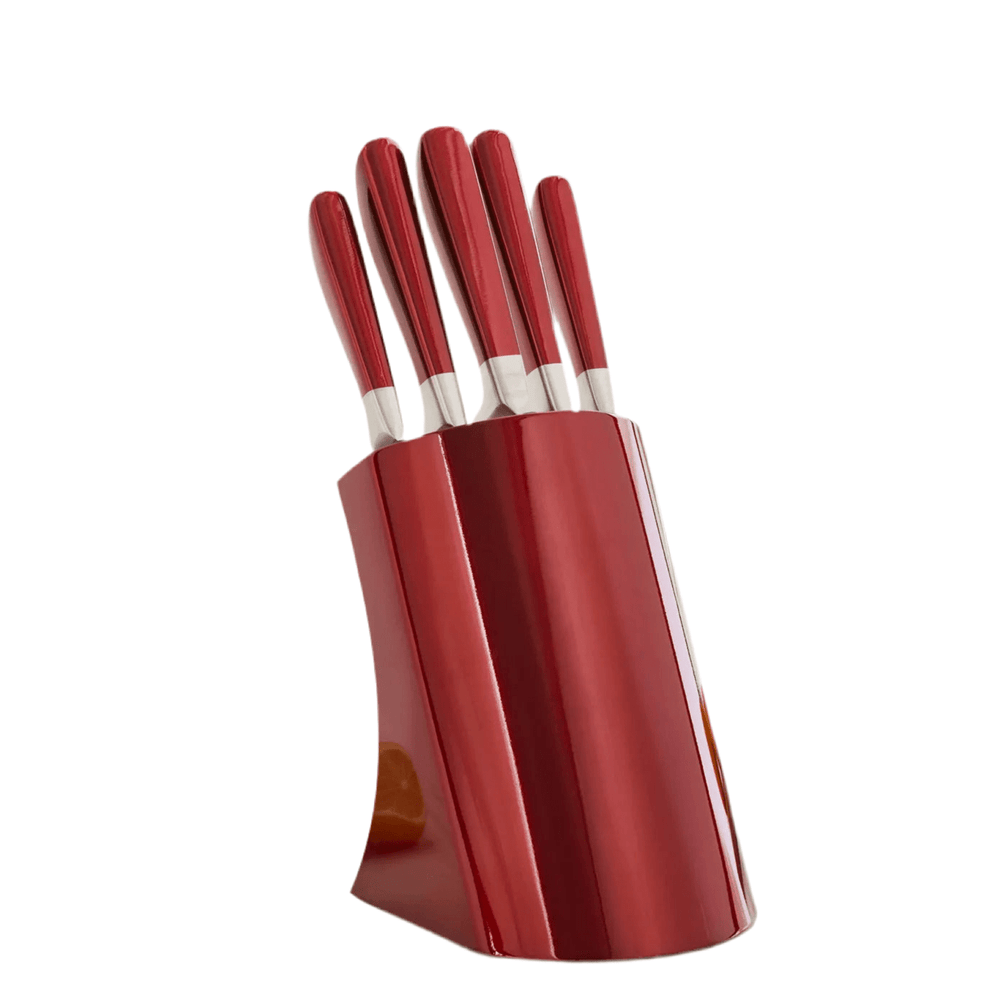 Karaca Flash 6 - delt Knivsæt m/Knivblok – Rød - Løven Home