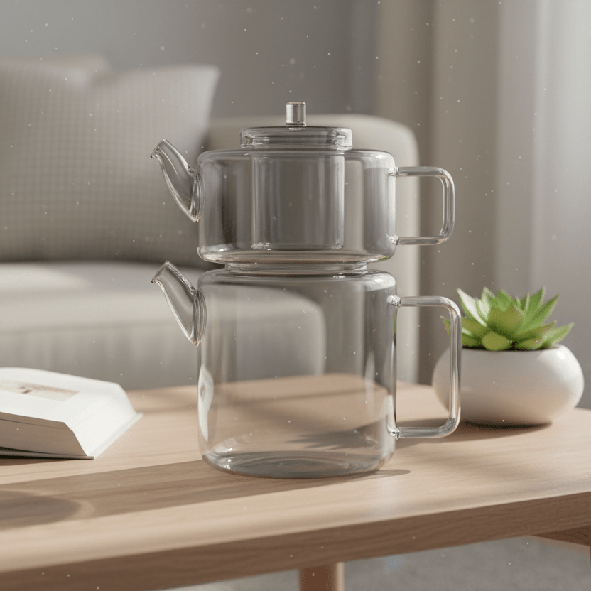 Karaca Flat Borosilikat Glas Tekande – Smoke Grey - Løven Home