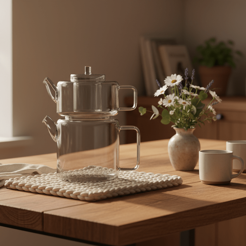 Karaca Flat Borosilikat Glastekande – Smoke Grey - Løven Home