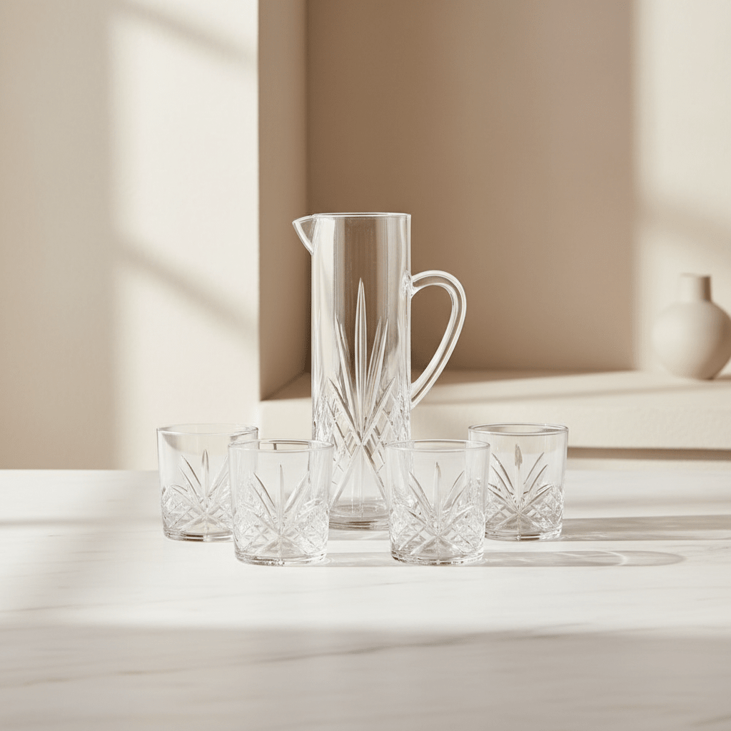 Karaca - Foret Vandkandesæt - 1,5 liter | Plast | Transparent | 5 dele | 4 pers. - Løven Home