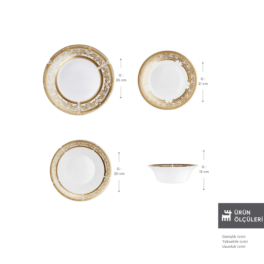 Karaca Forever Bone Goldenia 24 Dele – Spisesæt til 6 Personer - Løven Home