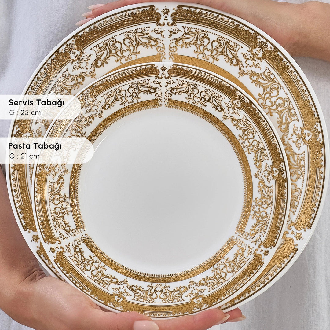 Karaca Forever Bone Goldenia 24 Dele – Spisesæt til 6 Personer - Løven Home