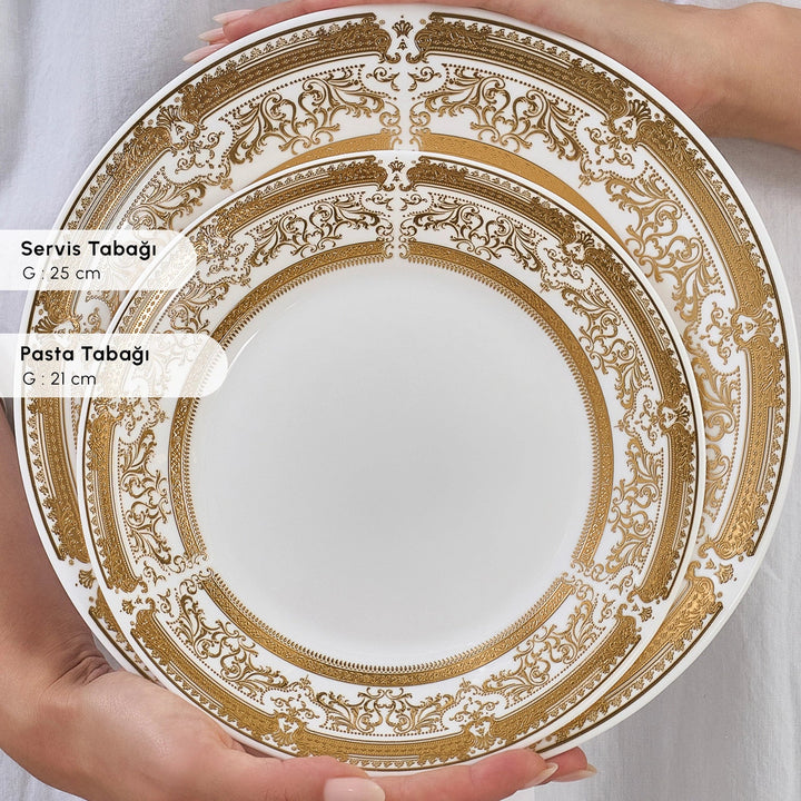 Karaca Forever Bone Goldenia 24 Dele – Spisesæt til 6 Personer - Løven Home