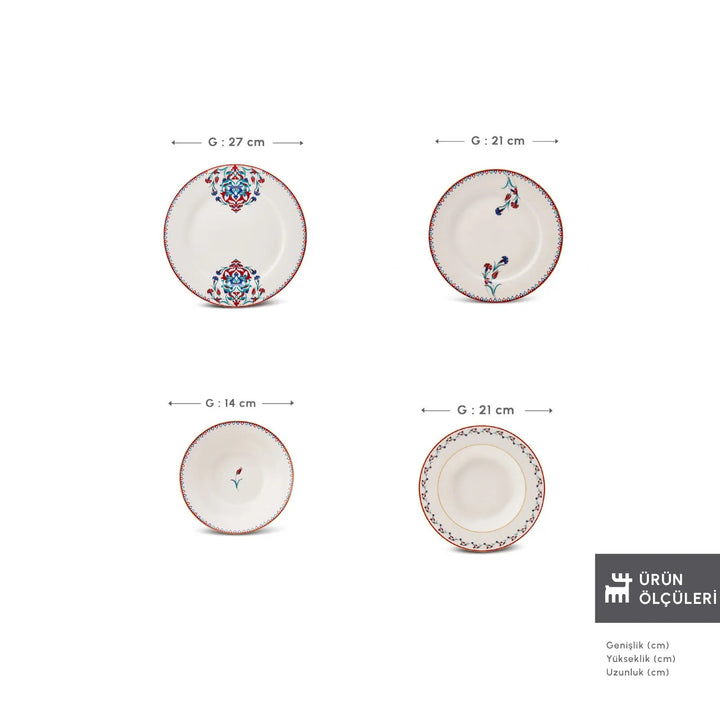 Karaca Forever Bone Nakkaş – 24 dele middagssæt til 6 personer - Løven Home